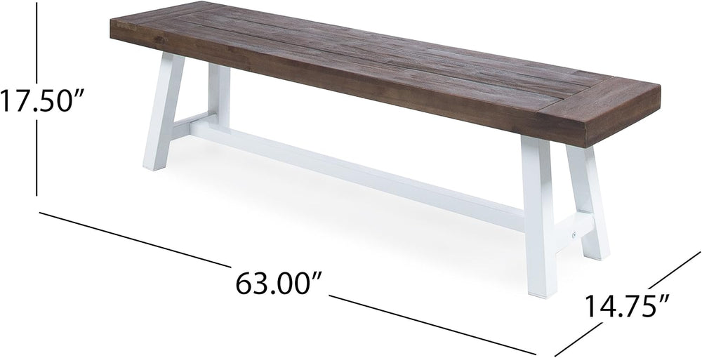 Cytheria Indoor Farmhouse Dark Brown Sandblast Finish Acacia Wood Dining Benc...