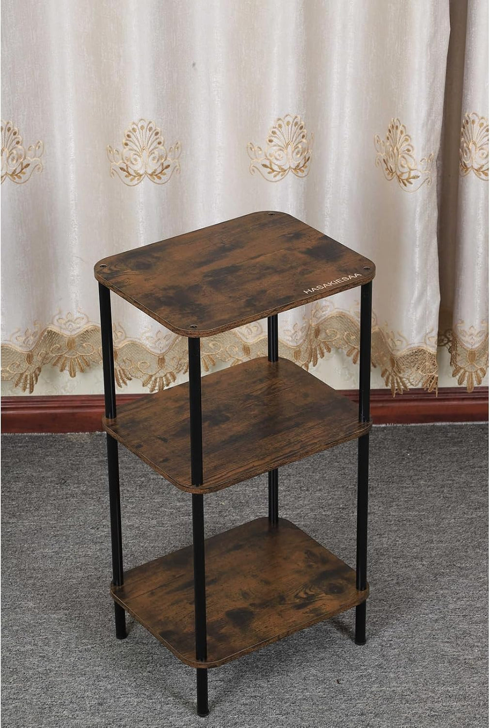 30 Inch Tall End Table with 3-Tier Storage, Slim Narrow Nightstand for Living...