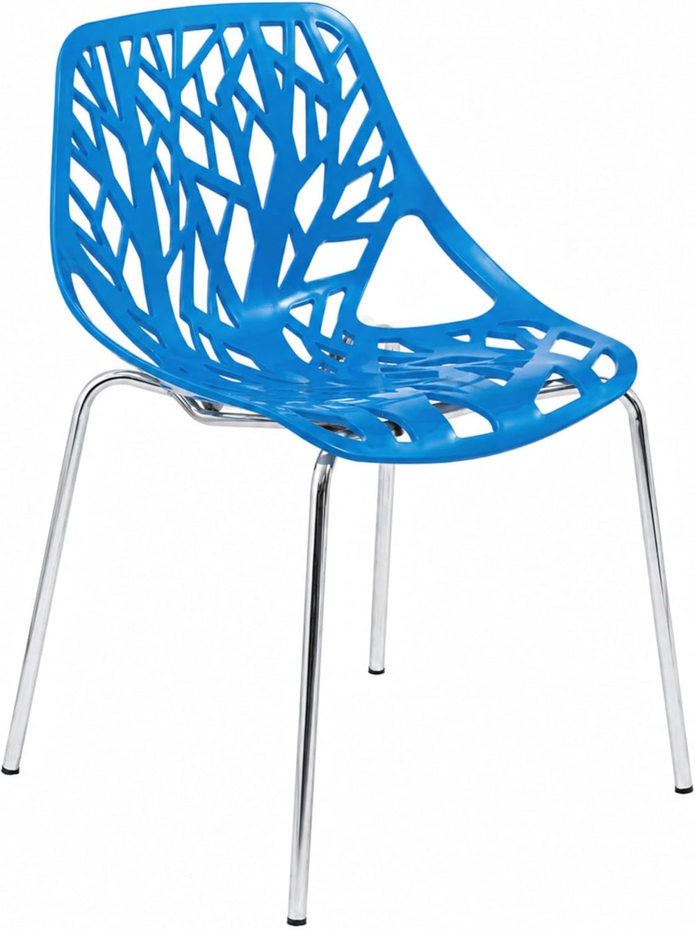 LeisureMod Asbury Modern Dining Chair, Blue, Polypropylene Seat | Chrome Legs...