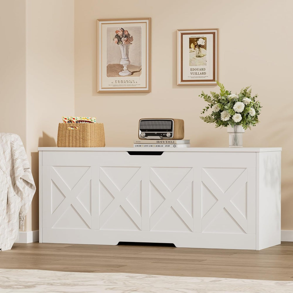 Homleke 47.2" Extra-Large Wooden Storage Chest, Farmhouse Storage Bench ...