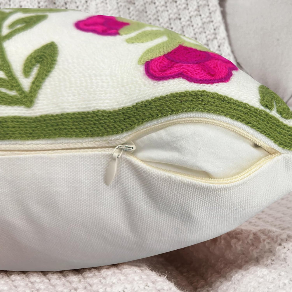 Alysheer Floral Embroidered Throw Pillow Cover 18"x 18" Set of 2, H...
