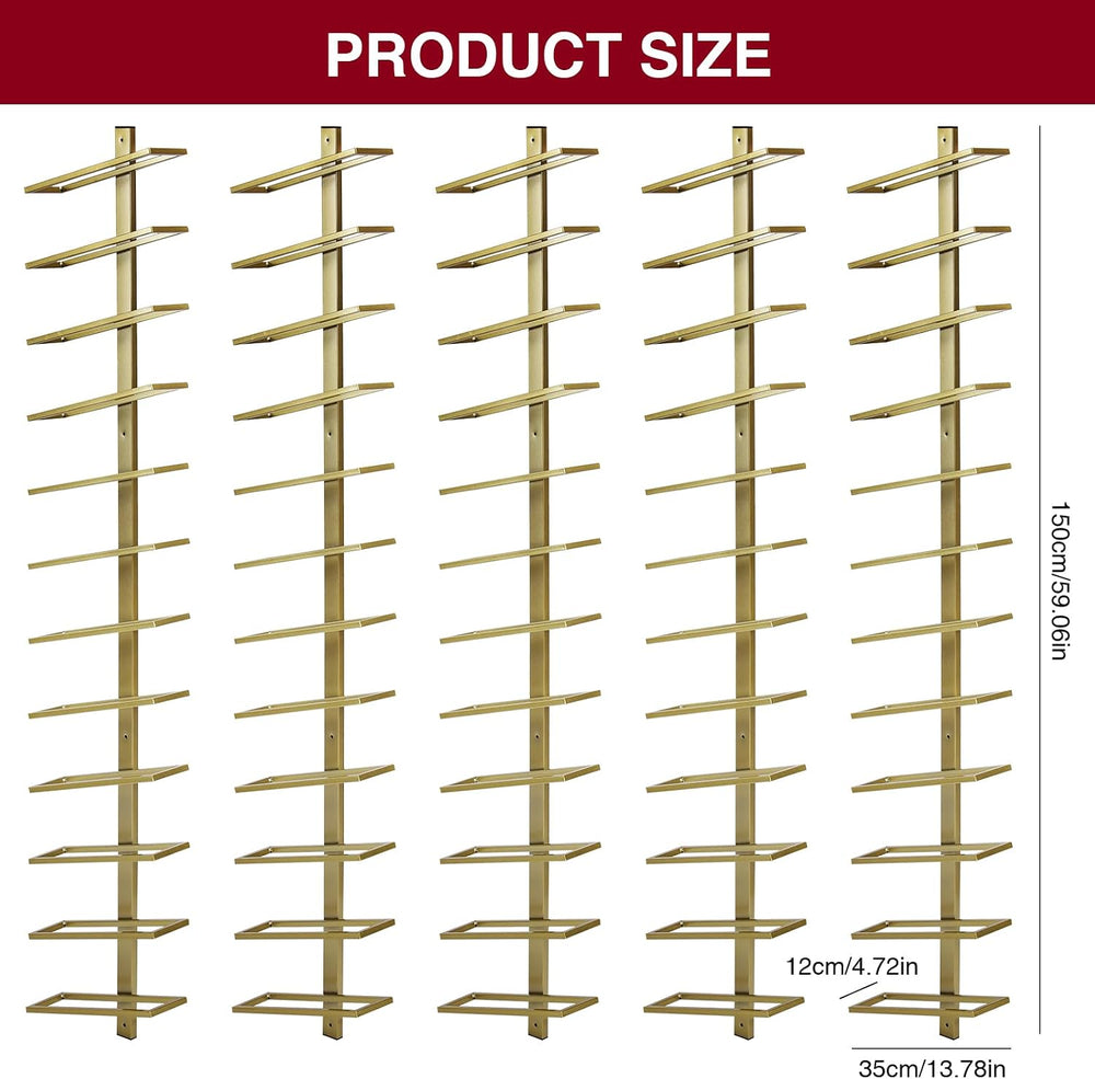 60-Bottle Wall Mounted Wine Rack, 5 Pack Modular Metal Wine Holder, Detachabl...
