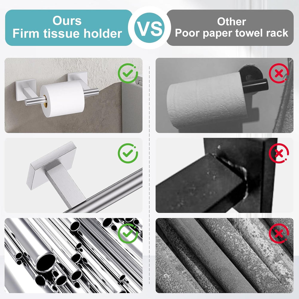 10 Pieces Brushed Nickel Towel Bar Set, Double Dase Toilet Paper Holder Bathr...