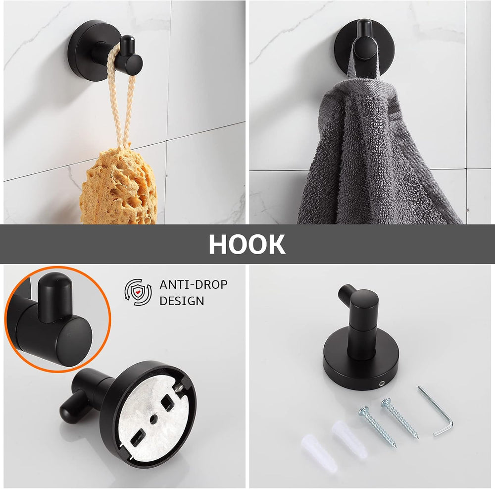 BGL Bathroom Hardware Set Matte Black 4-Pieces Bathroom Towel Rack 24 Inches ...