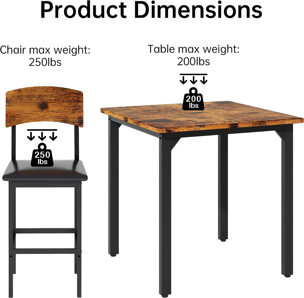 AWQM 5-Piece Dining Table Set, Kitchen Table Set for 4 (Walnut) | Counter Hei...