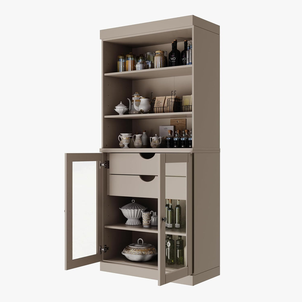 Palace Imports 100% Solid Wood 32"" Pantry Cabinet with Clear Glass...
