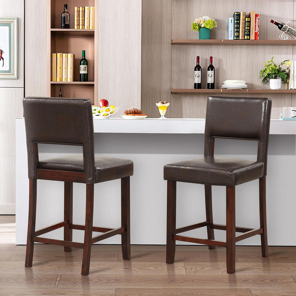 GIANTEX 24.5" Counter Height Bar Stools Set of 4, PVC Leather Barstools ...
