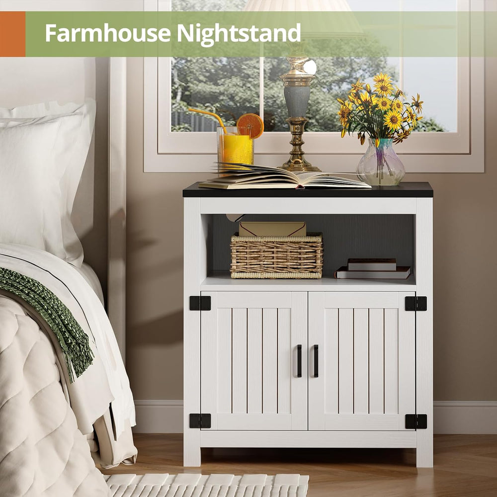 End Table with Charging Station, 23.6''W Large Sofa Side Table with B...