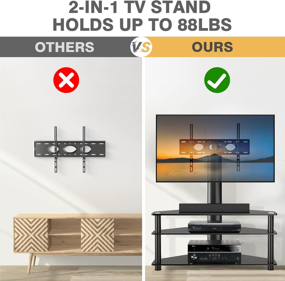 TAVR Furniture Swivel Floor TV Stand for 32-70 Inch TVs - Universal Height Ad...