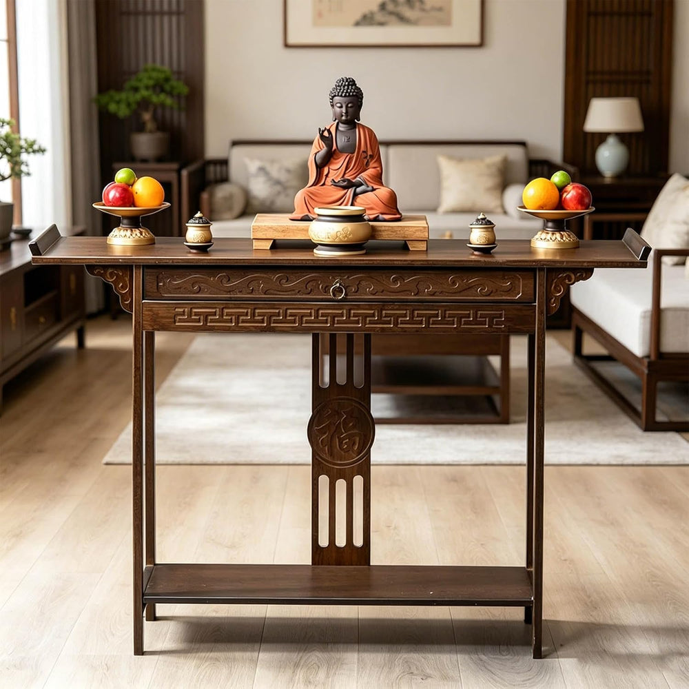 Altar Table Personal Meditation Shrine,with Storage Pooja Cabinet Altar Suppl...