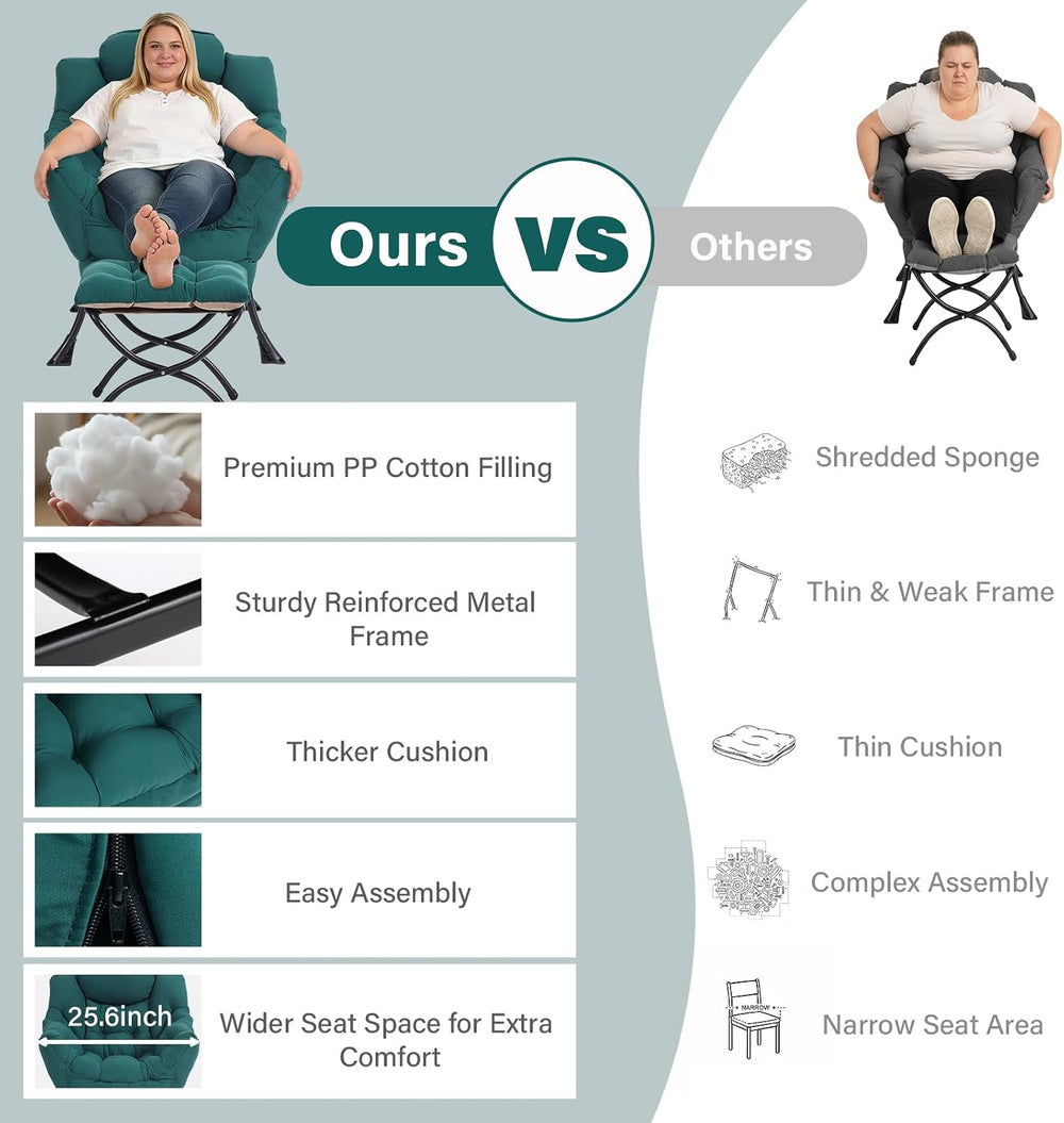 Modern Lazy Chair with Ottoman, Comfy Accent Reading Chair for Living Room