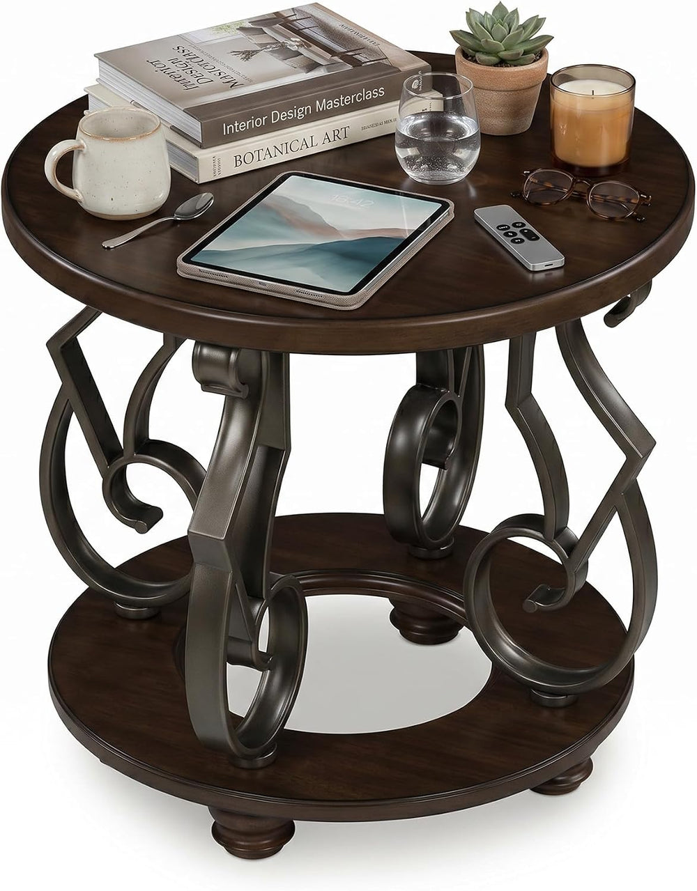 Signature Design by Ashley Frallyn Classic End Table with Curved Metal Suppor...