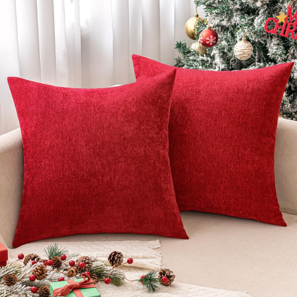 MIULEE Pack of 2 Red Decorative Christmas Pillow Covers 22x22 Inch