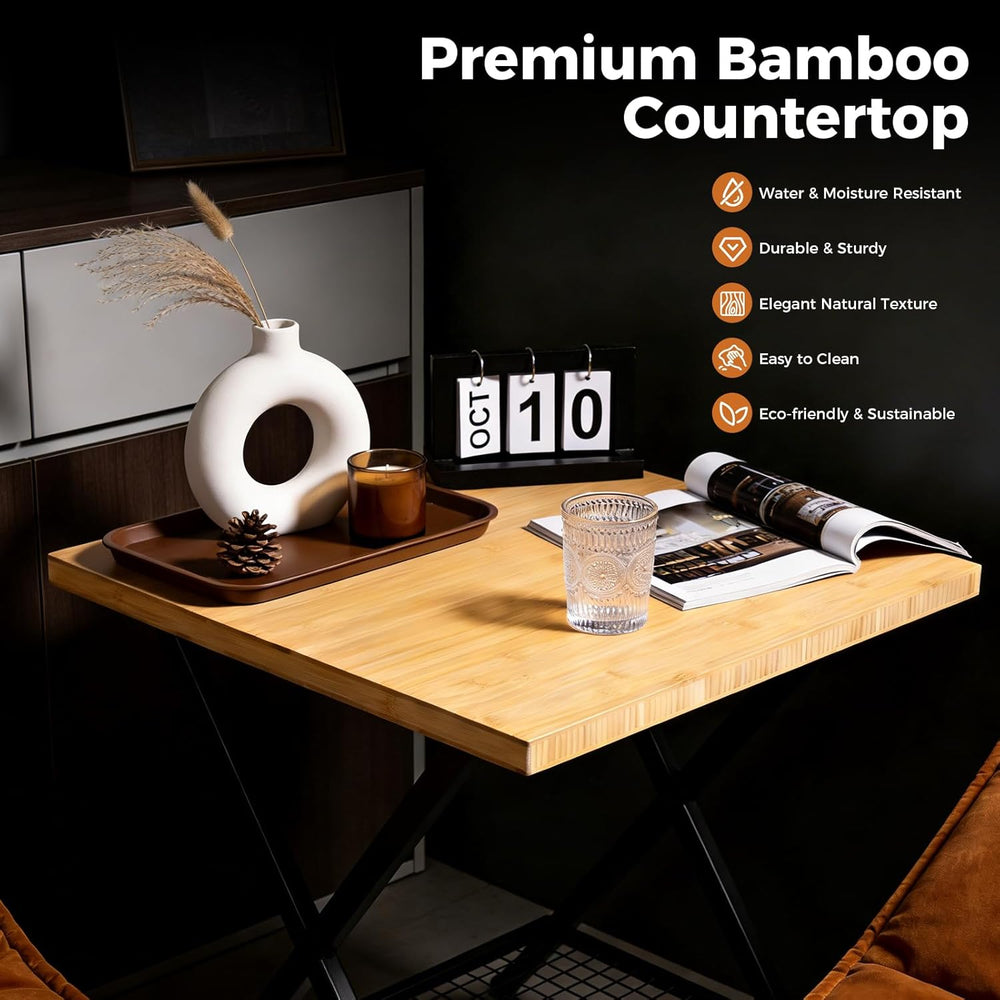 24" x 25" Butcher Block Countertop, 1.2 Inch Thick Solid Bamboo Des...