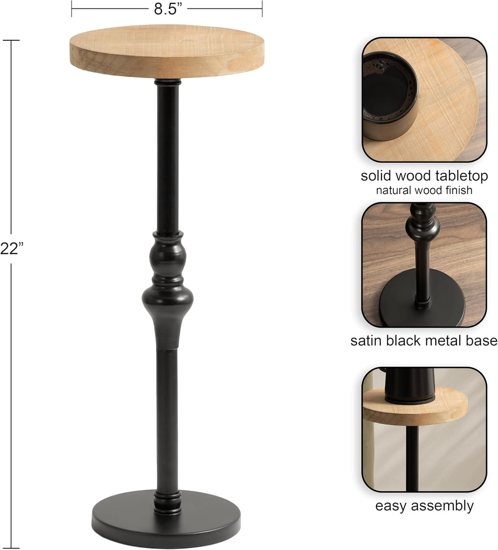 Kate and Laurel Stratton Round Pedestal Drink Table; 9 x 9 x 22; Hazelnut Bro...