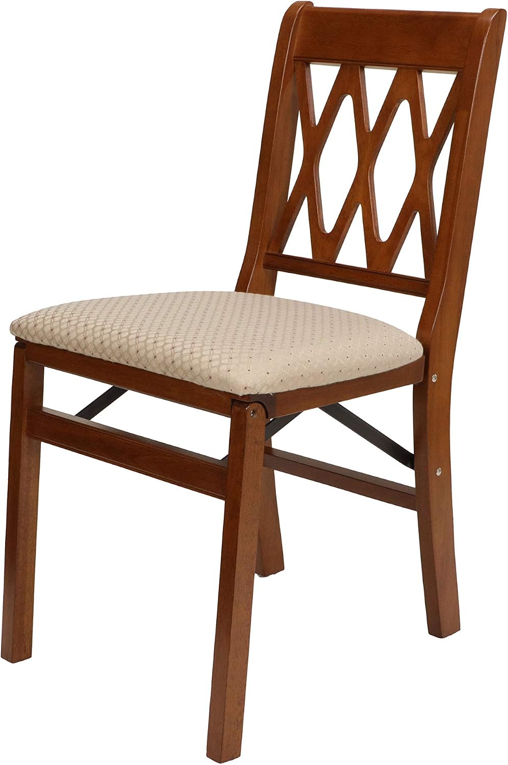 Stakmore Lattice Back Wooden Folding Dining Chairs, Fruitwood, Set of 2