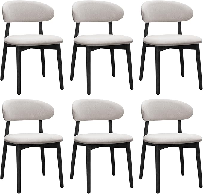 Farmhouse Dining Chairs Set of 6,Mid Century Modern Fabric Upholstered Kitche...