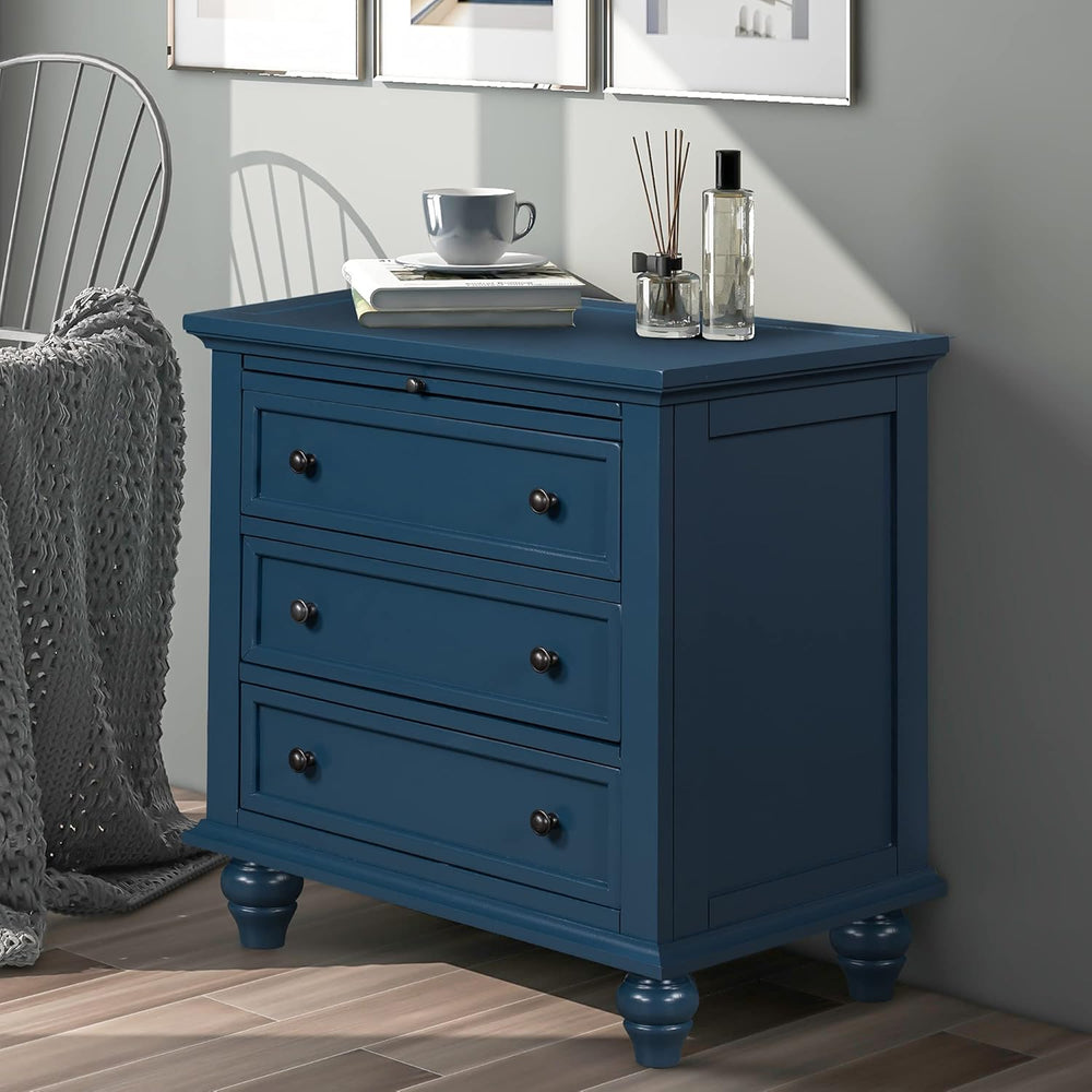 Accent 28" Tall Side Table Nightstand with Storage 3 Drawers, Modern Bed...