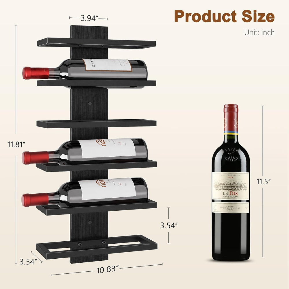 Hoctieon 2-Set 6 Tier Wall Mount Wine Rack, Wall Mounted Wine Bottle Racks fo...