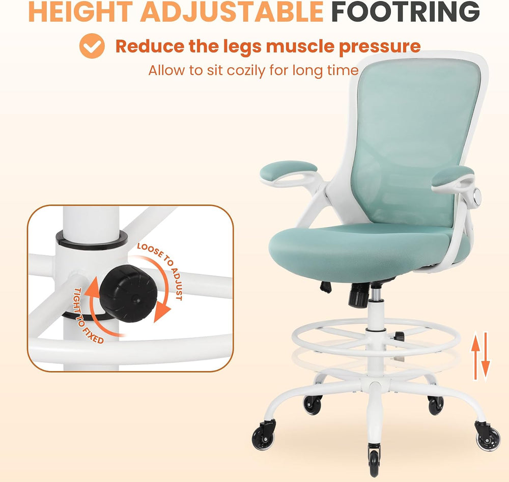 HYLONE Drafting Chair Tall Office, Ergonomic Standing Desk Stool Adjustable D...