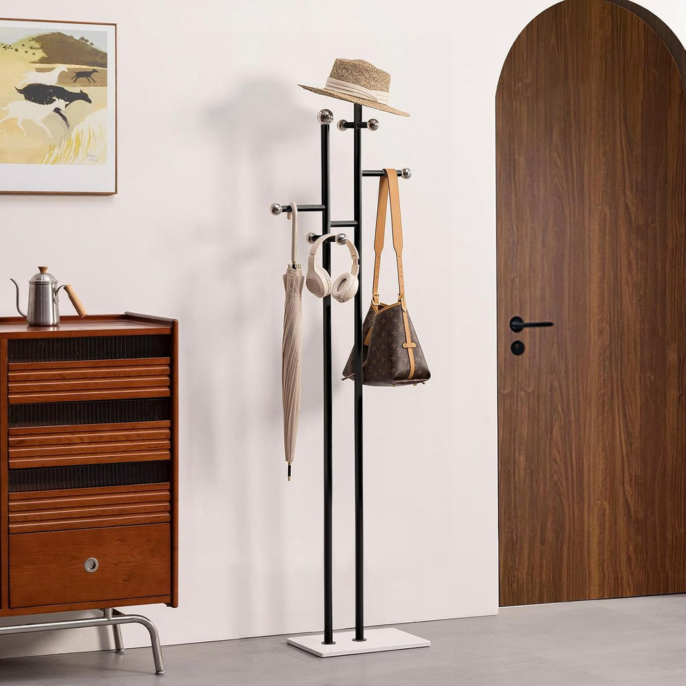 JIAYUEJU Metal Standing Coat Rack for Entryway Bedroom Living Room (Black)