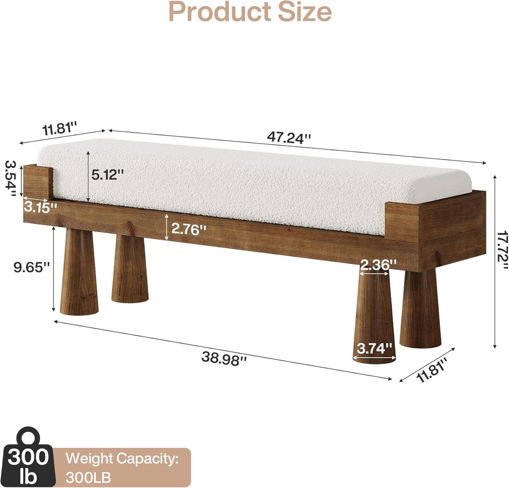 Tribesigns Upholstered Entryway Bench, Shoe Bench Padded Seat with Solid Wood...
