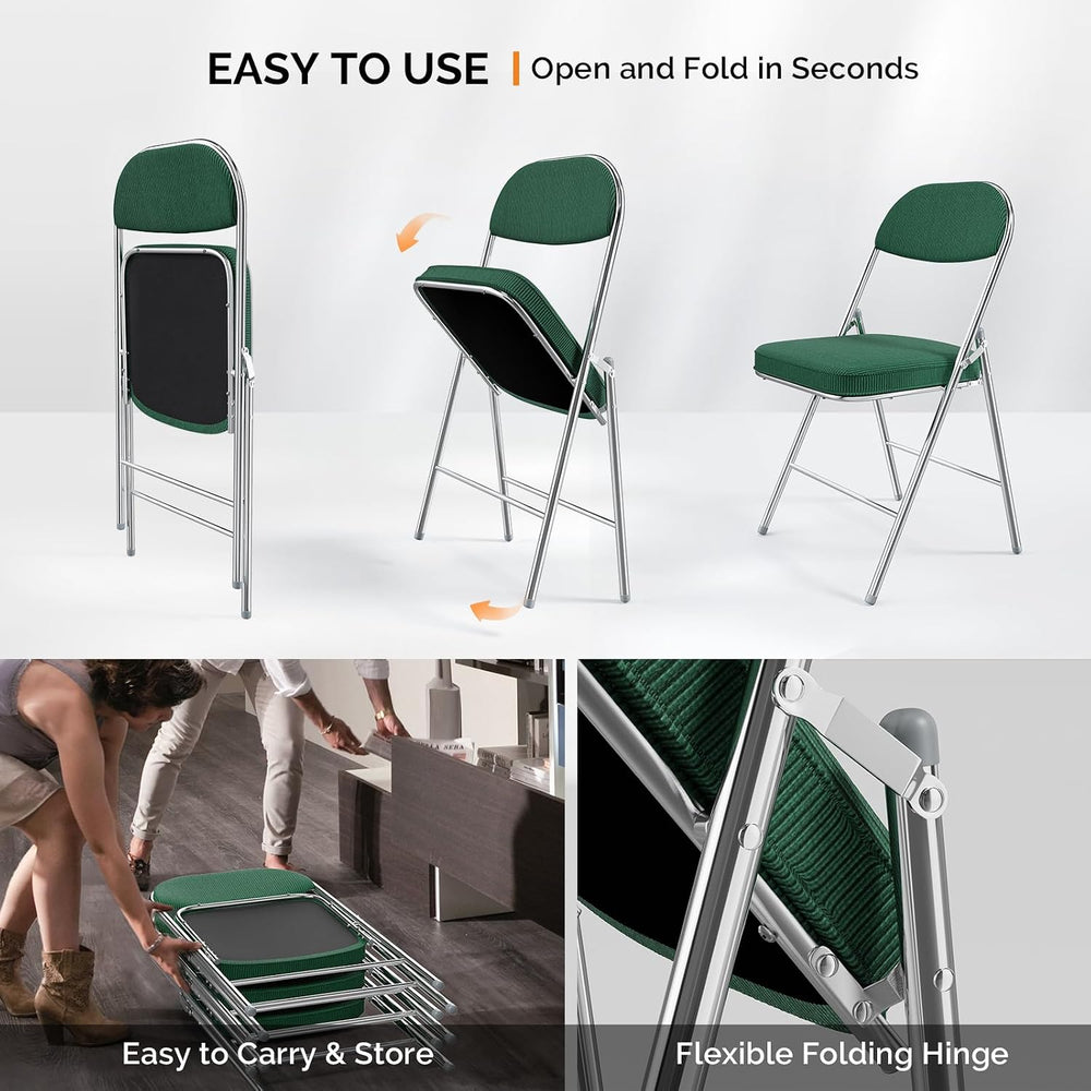 VINGLI Folding Chairs with Padded Seat & Backrest, Metal Frame, Durable C...