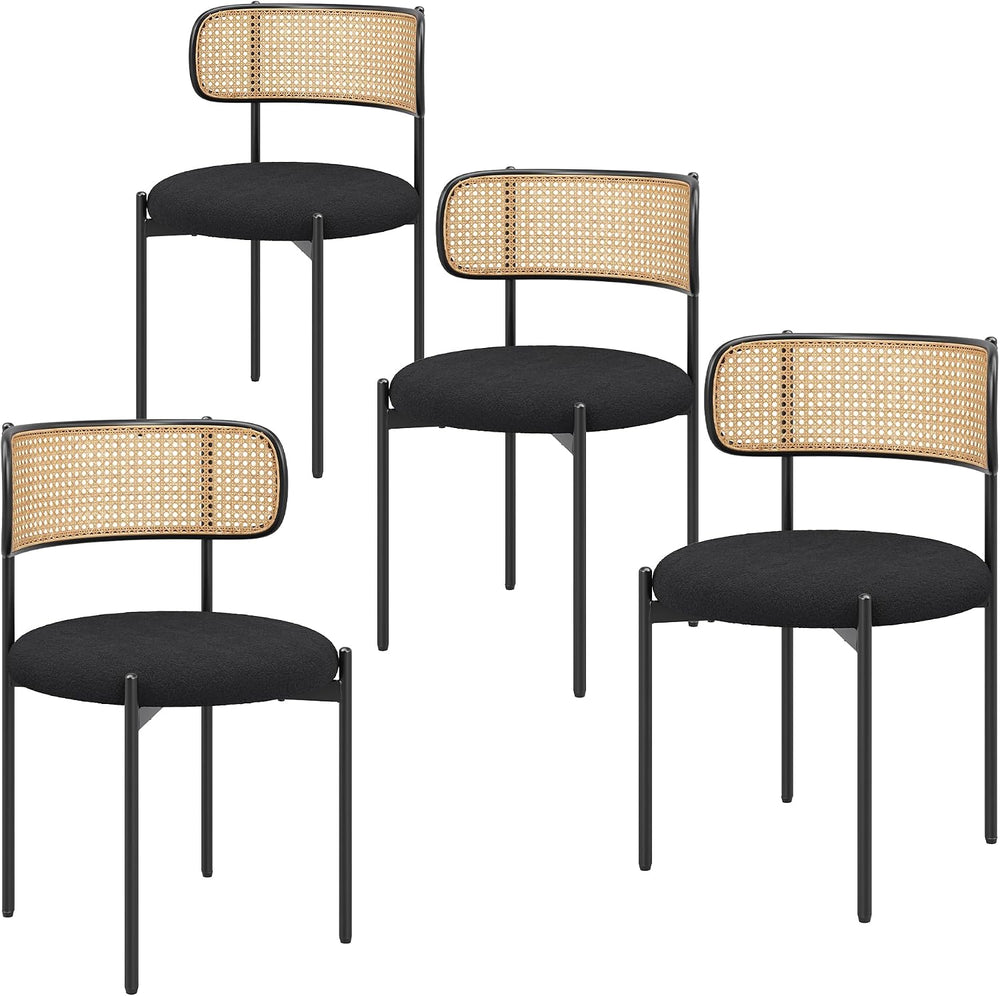 Farini Dining Chairs Set of 4,Mid-Century Modern Kitchen Chair Rattan Backres...