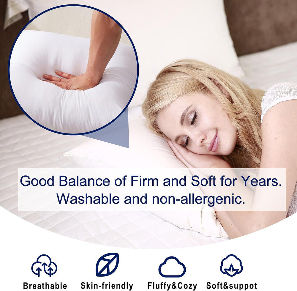 HITO 22x22 Pillow Inserts (Set of 2)- 100% Cotton Covering Down Alternative T...