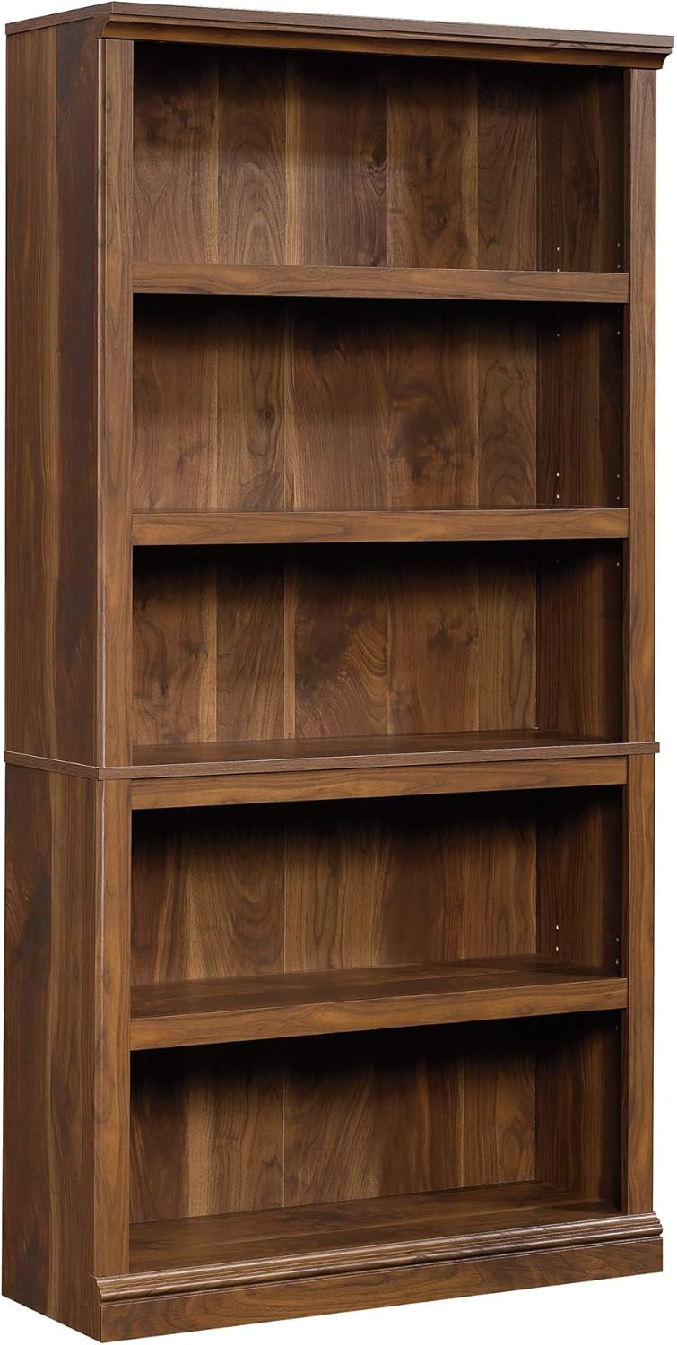 Sauder 5 Tier Book Shelf Wooden Bookcase Multipurpose Bookshelf for Home Offi...