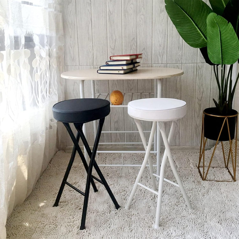 Home Folding Stool, Heavy Duty Folding bar Stool Collapsible Padded Round Sto...