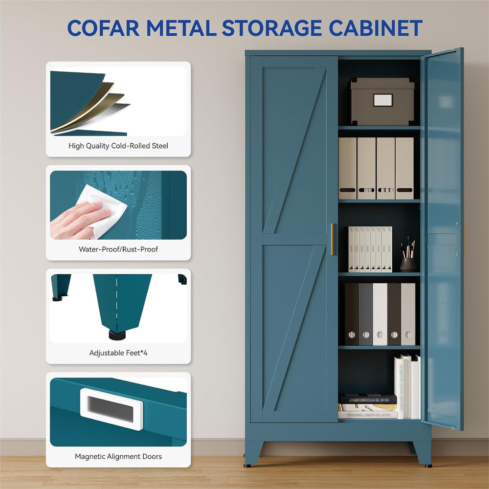 COFaR 71'' Tall Metal Storage Cabinet, Farmhouse Kitchen Pantry Cabin...