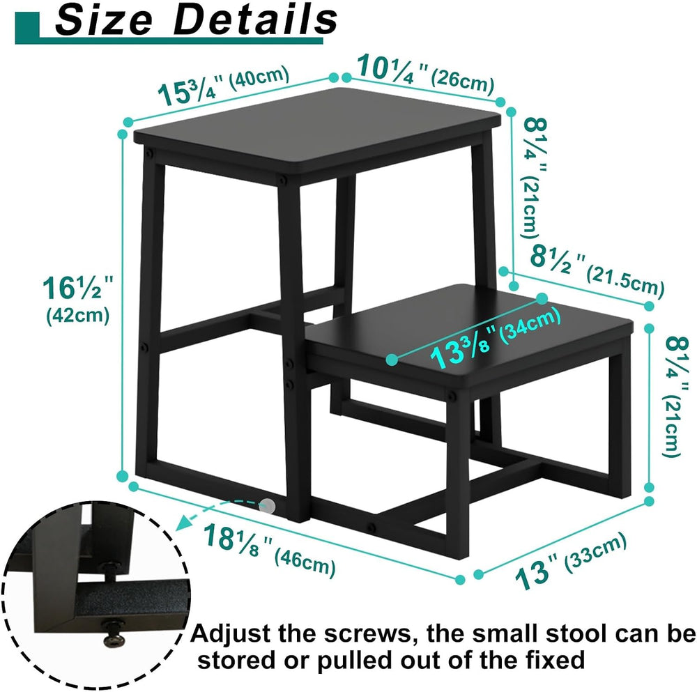 Step Stool for Adults,Holds up to 500Lb,3 in1 Heavy Duty Sturdy Two Step Stoo...