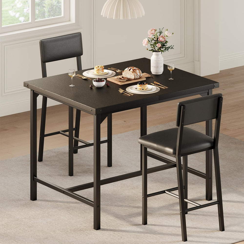GarveeHome Dining Table Set for 2 with Corner Protector, Kitchen Table Set w/...