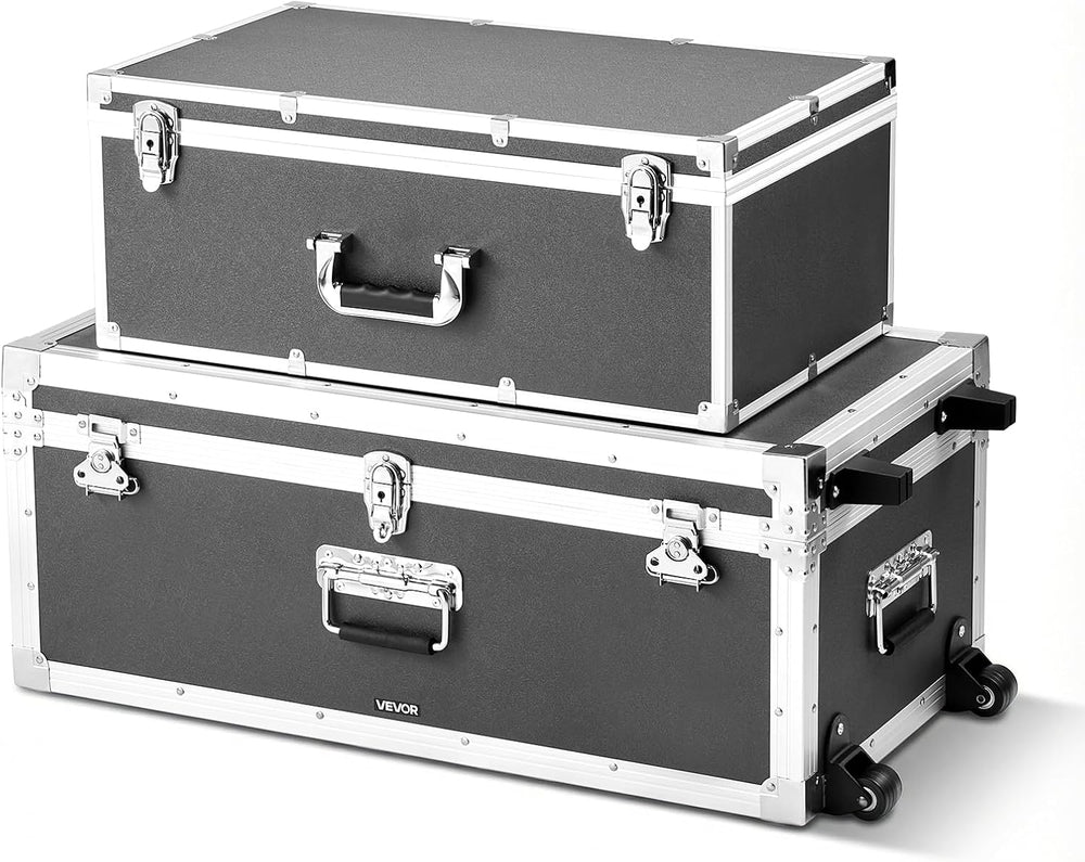 VEVOR Storage Trunk, Set of 2, Wooden Suitcase Storage Boxes with Padlocks, L...