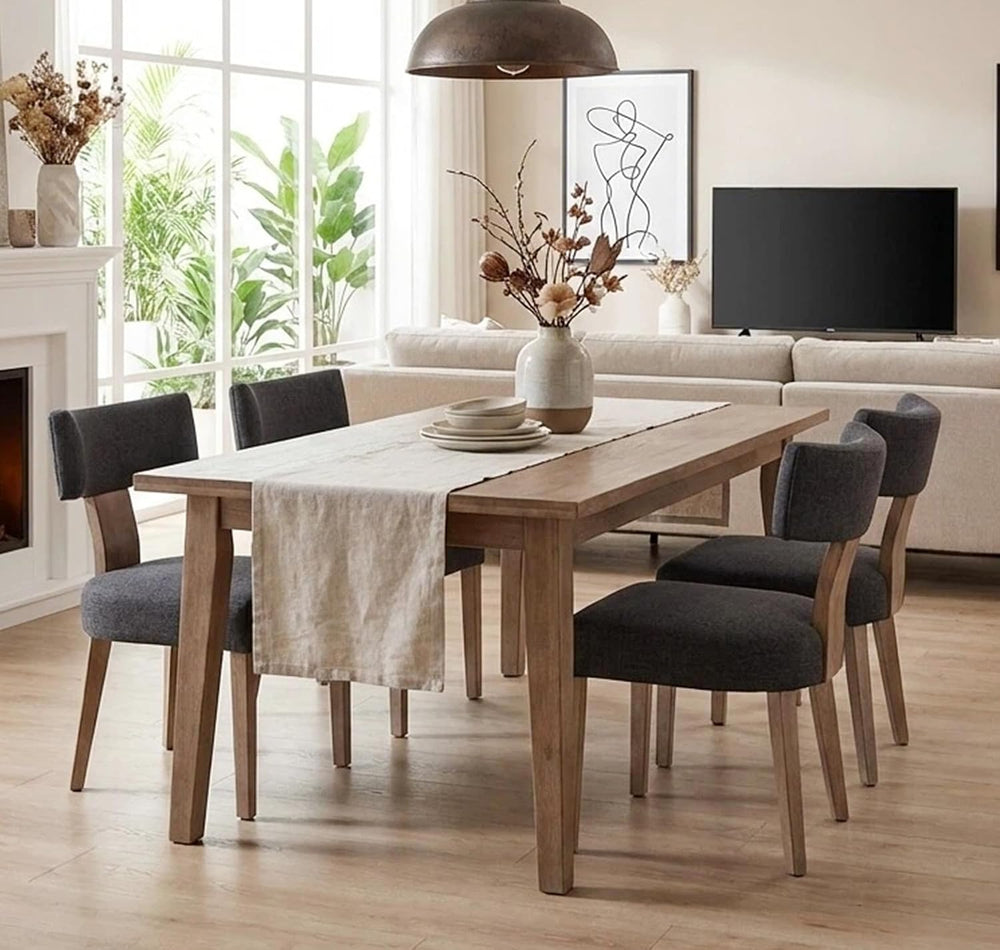 Shunzhi Mid Century Modern Dining Chairs Set of 6, Upholstered Wooden Dining ...