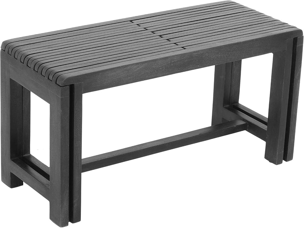 Jofran Global Archive Bradford Extendable Solid Mango Wood Bench, Mid-Century...