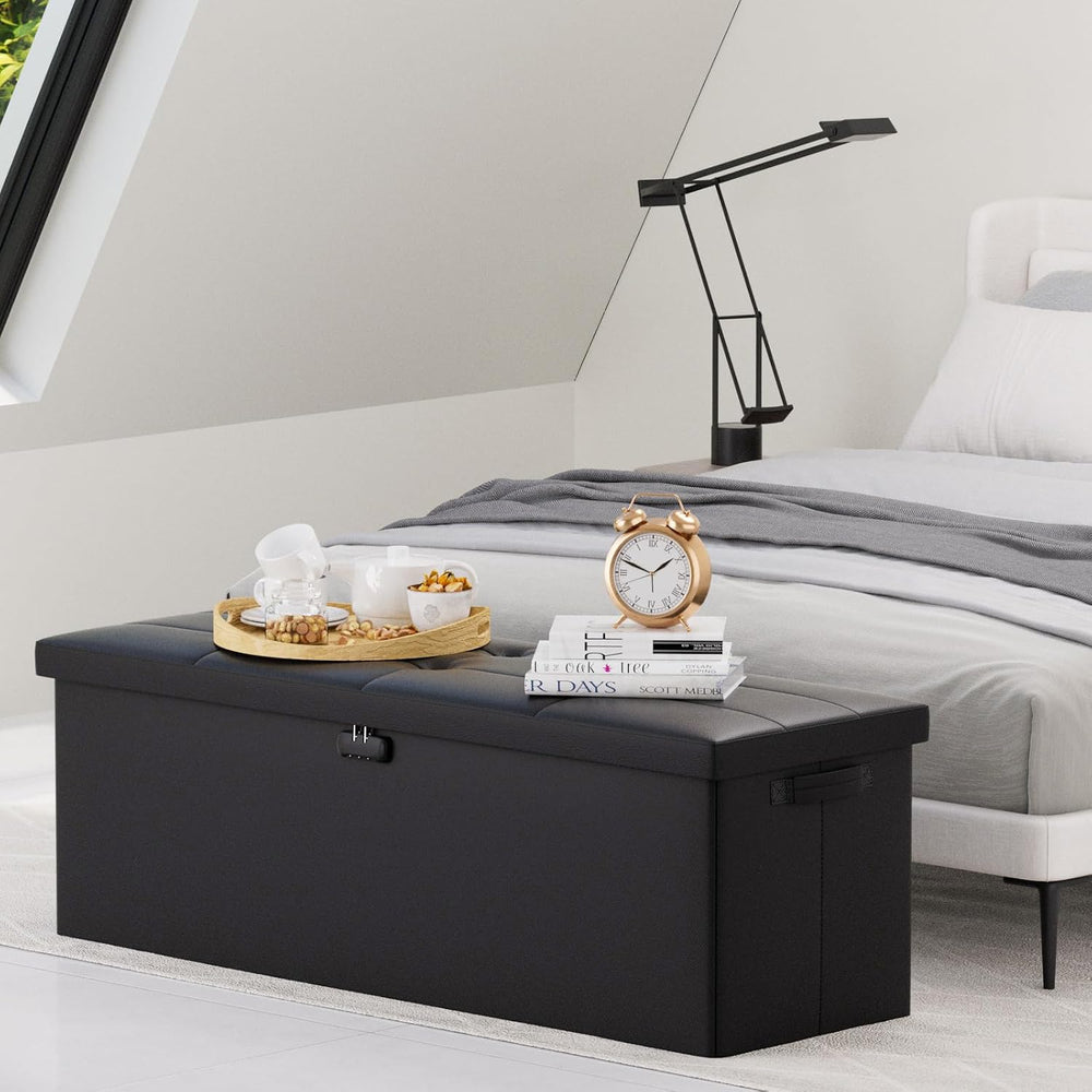 DocSafe Storage Ottoman Bench,Fireproof&Waterproof Folding Bench with Lock(15...