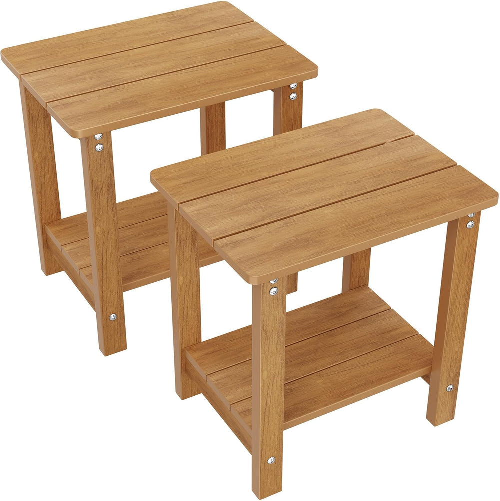 MXIMU Outdoor Side Table Set of 2, Adirondack Table, 2-Tier, Teak