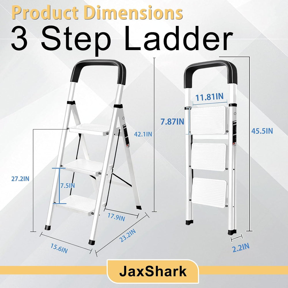 3 Step Ladder Folding Step Stool with Handrail