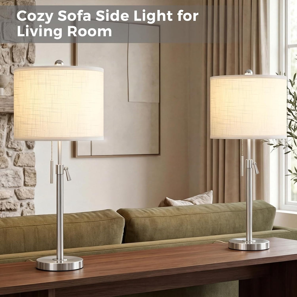 Qingmiao Table Lamps Set of 2, 22" to 30" Adjustable Nightstand Lam...