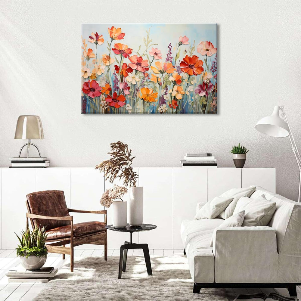 Large Flower Wall Art Abstract Poppy Floral Pictures Wall Decor 32x48"