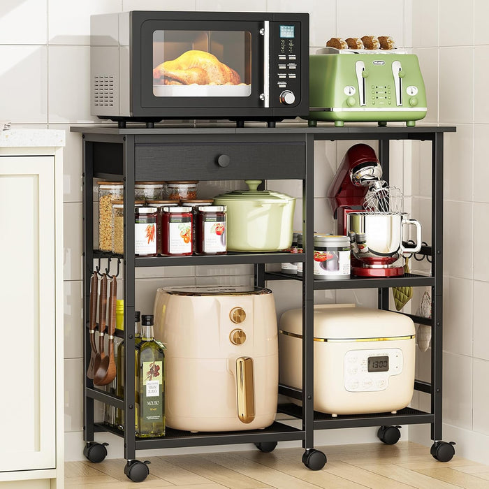 Microwave Cart, Microwave Stand with Wheels & Adjustable Shelf