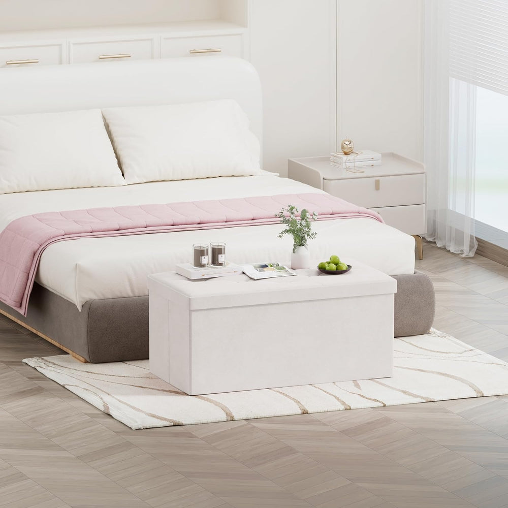 BRIAN & DANY Folding Storage Ottoman Bench, Ottoman with Storage, Foot Re...