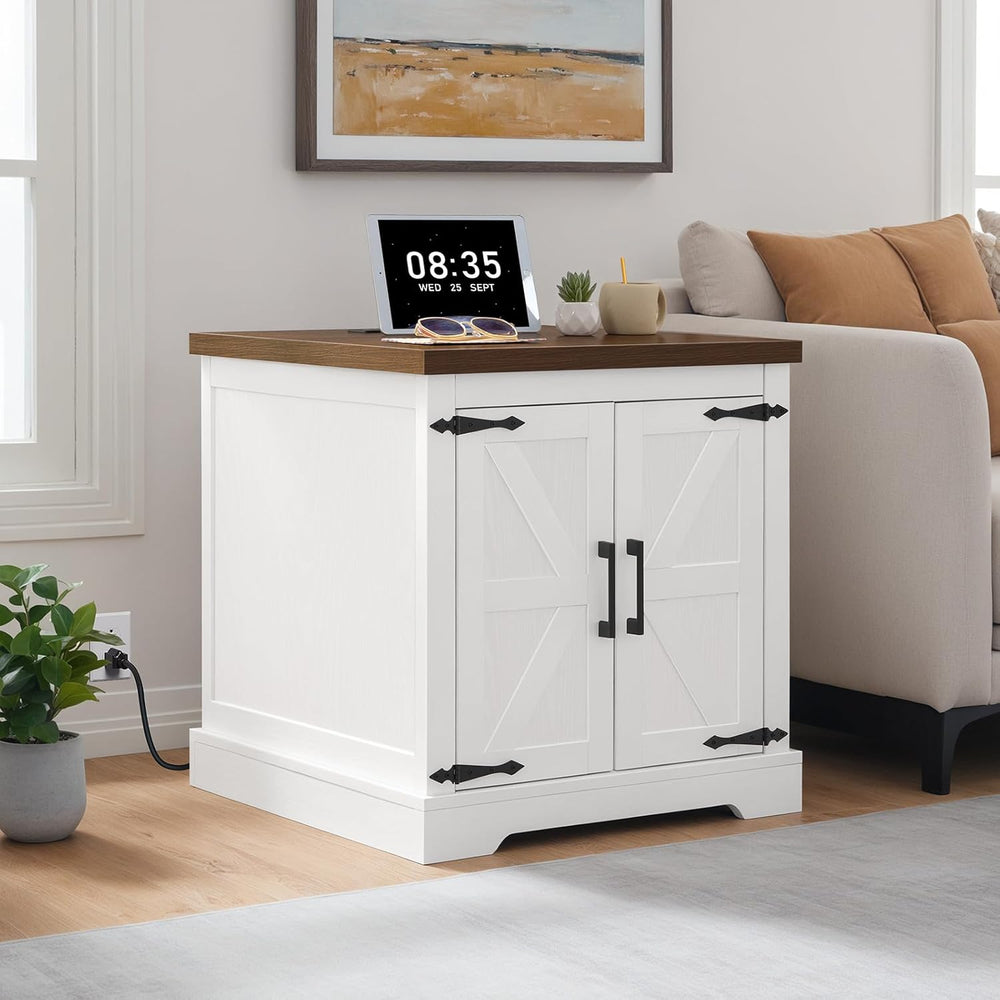 MAHANCRIS Farmhouse Nightstand and Dog Crate Furniture Bundle, End Table with...