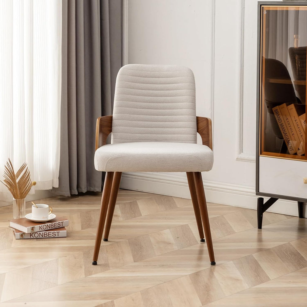 Dining Room Chairs,Mid Century Modern Kitchen Chairs,Upholstered Beige Fabric...