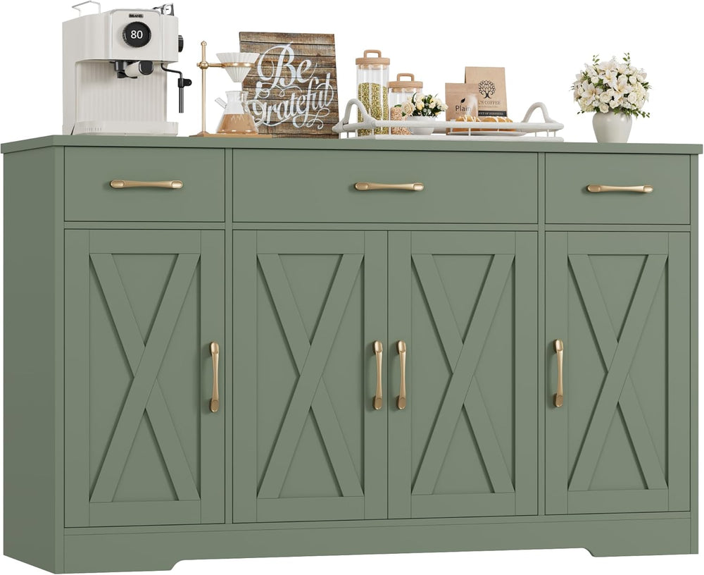 HOSTACK Buffet Sideboard Cabinet with Drawers, 55" Large Buffet Storage ...