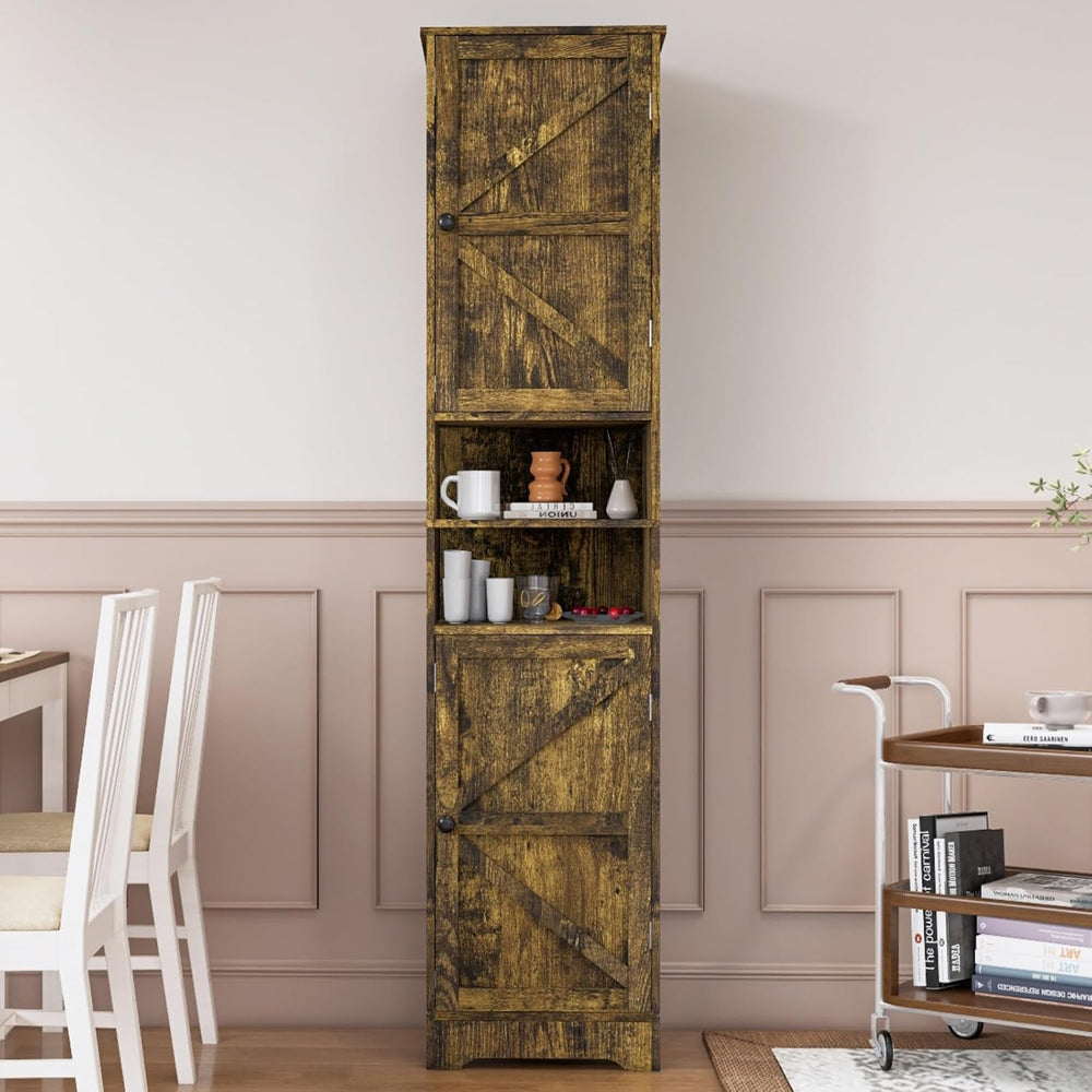 Viaozutis Tall Bathroom Storage Cabinet, Slim Freestanding Cabinet with Adjus...