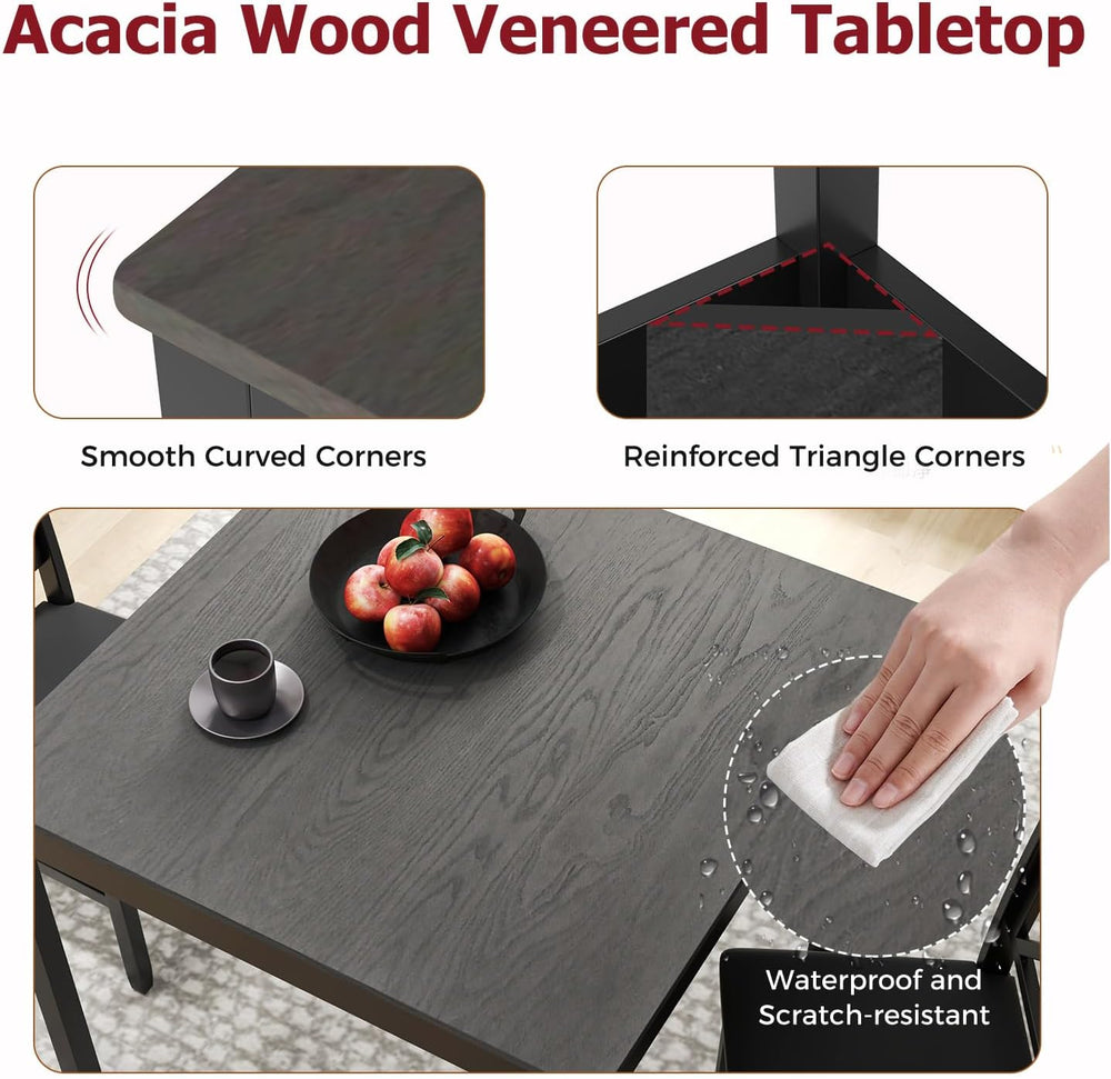 Tangkula Mid-Century Modern Dining Table Set for 2, Wooden Kitchen Table &...