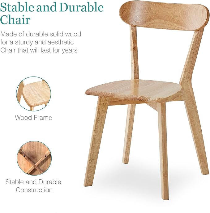 Wood Louis Dining Chairs Set of 4 Home Kitchen Modern Kitchen Chairs 100% Nat...